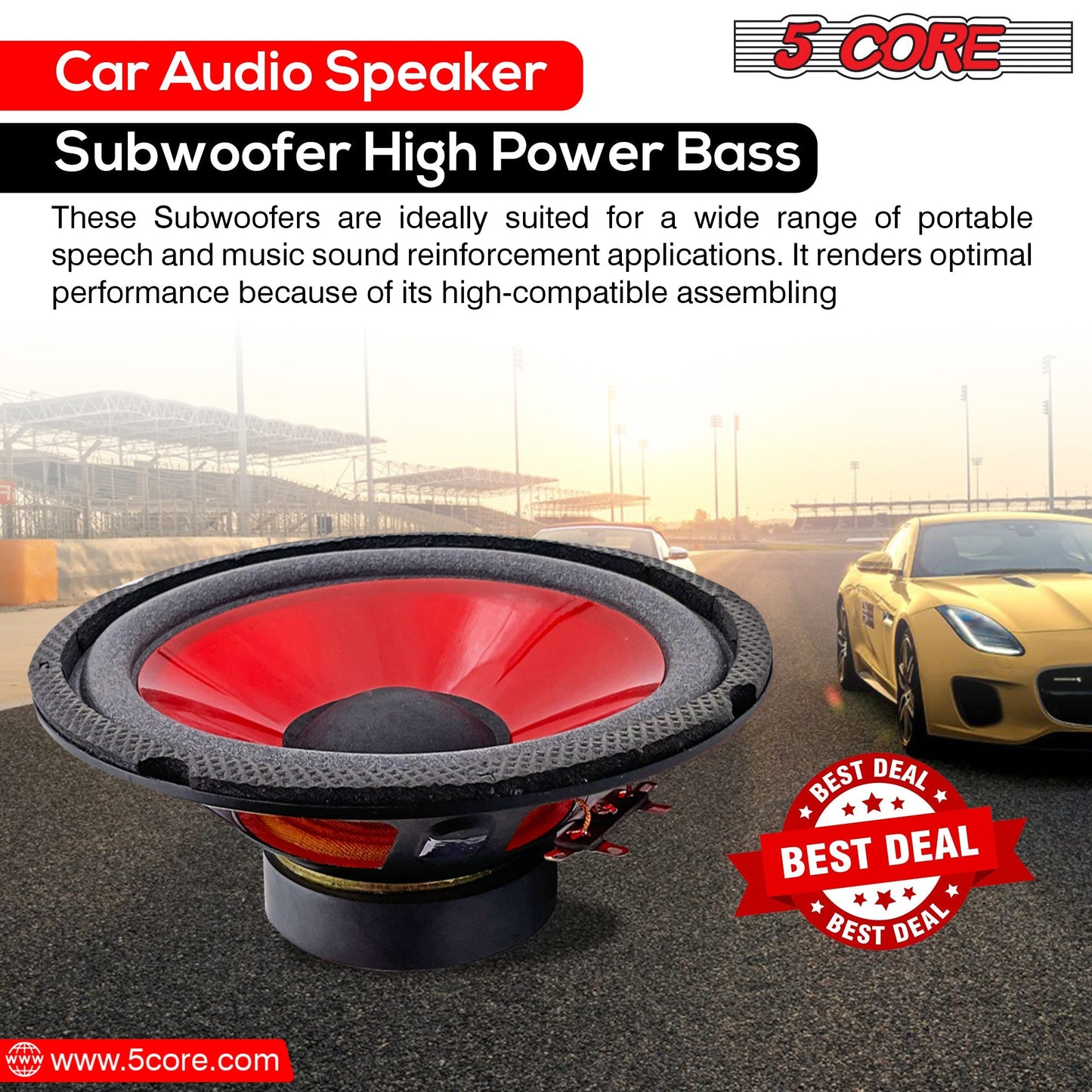 5Core 6 Inch Subwoofer speaker 300 Watt Car Subwoofer 4 Ohm