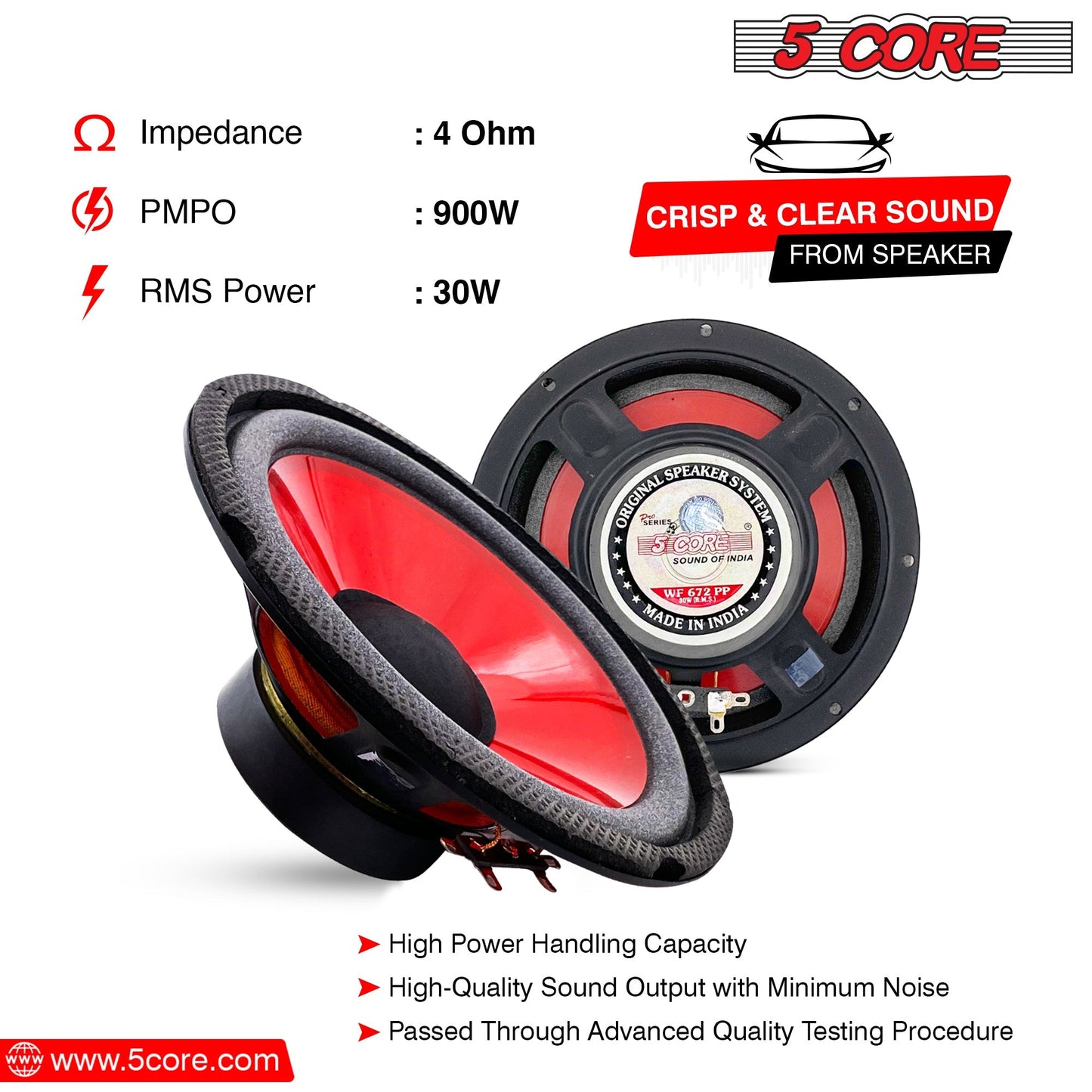 5Core 6 Inch Subwoofer speaker 300 Watt Car Subwoofer 4 Ohm