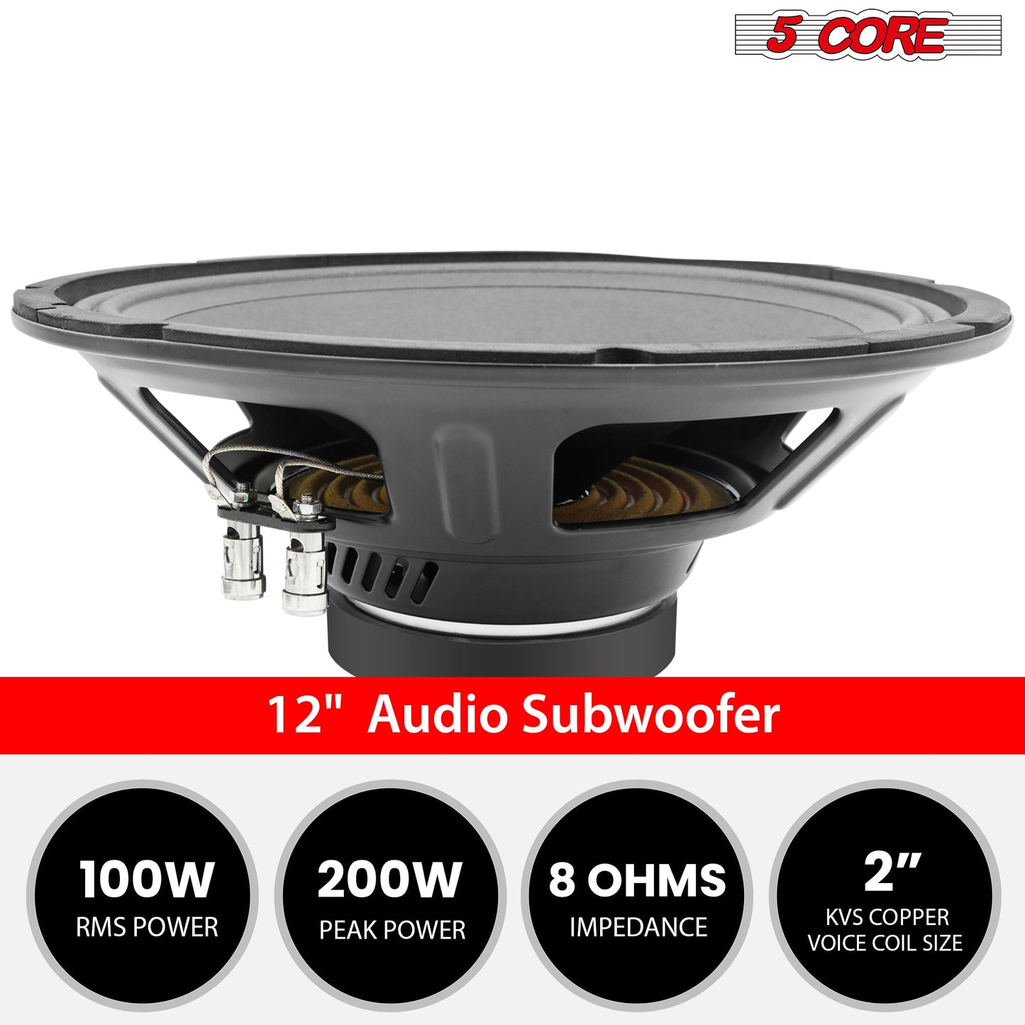 5Core 12 Inch DJ Subwoofer Speaker 200W Peak 8Ohm Audio Replacement