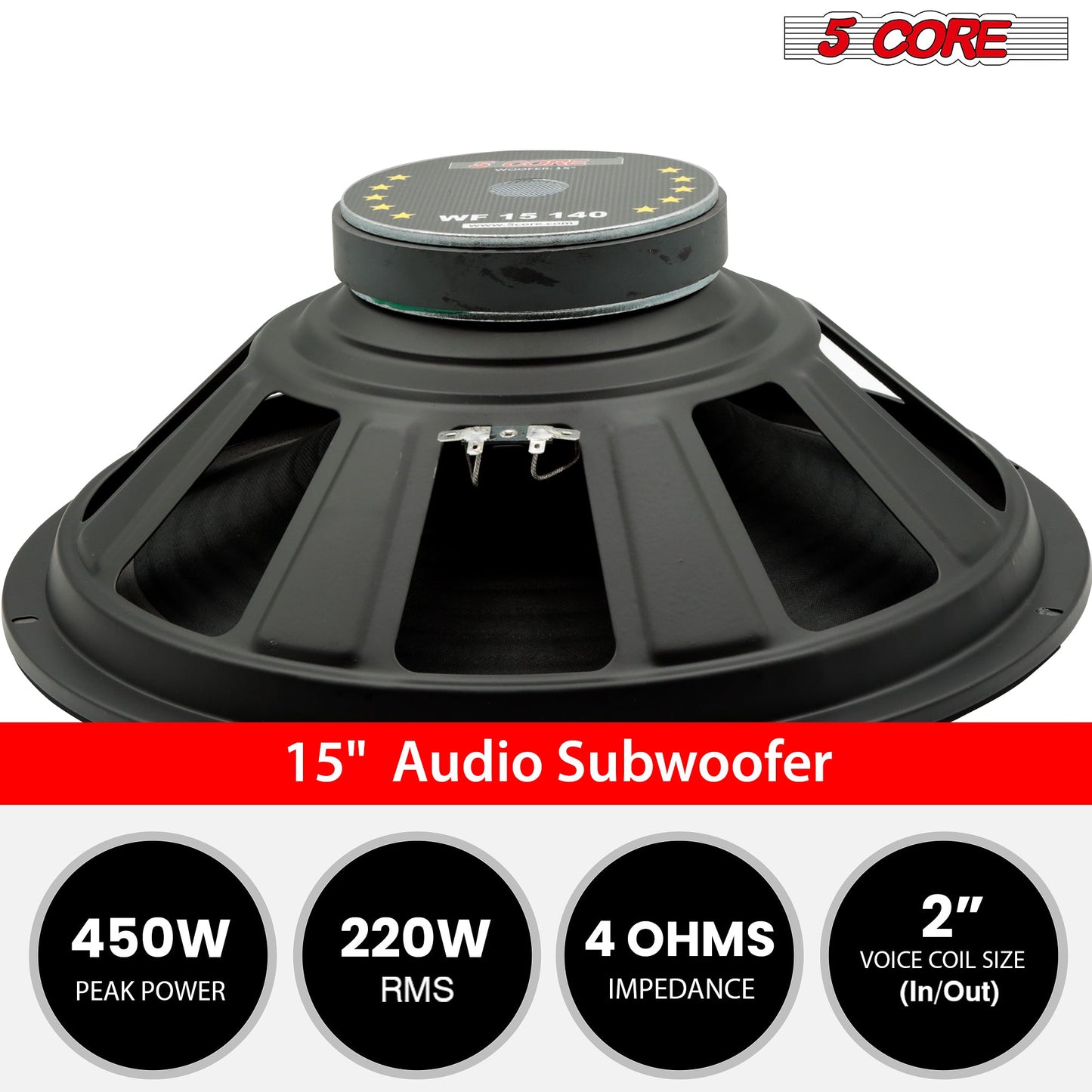 5Core 15 Inch Subwoofer Speaker 450W Max 4Ohm Replacement Sub woofers