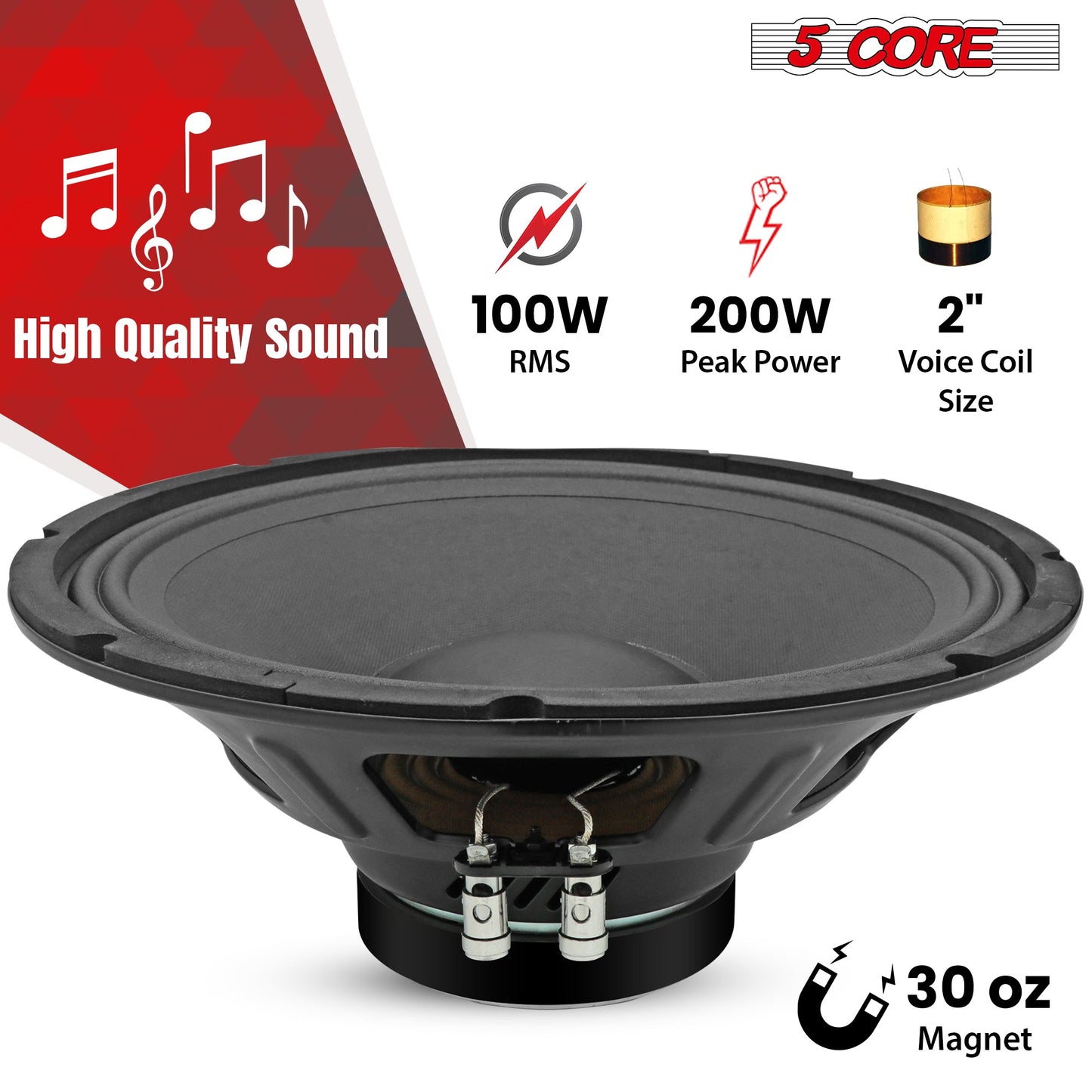 5Core 12 Inch DJ Subwoofer Speaker 200W Peak 8Ohm Audio Replacement