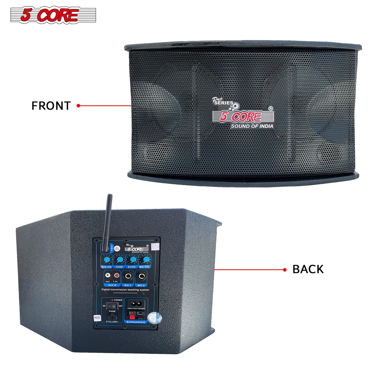 5Core Voice Amplifier 200W Portable PA Speaker System + Wireless