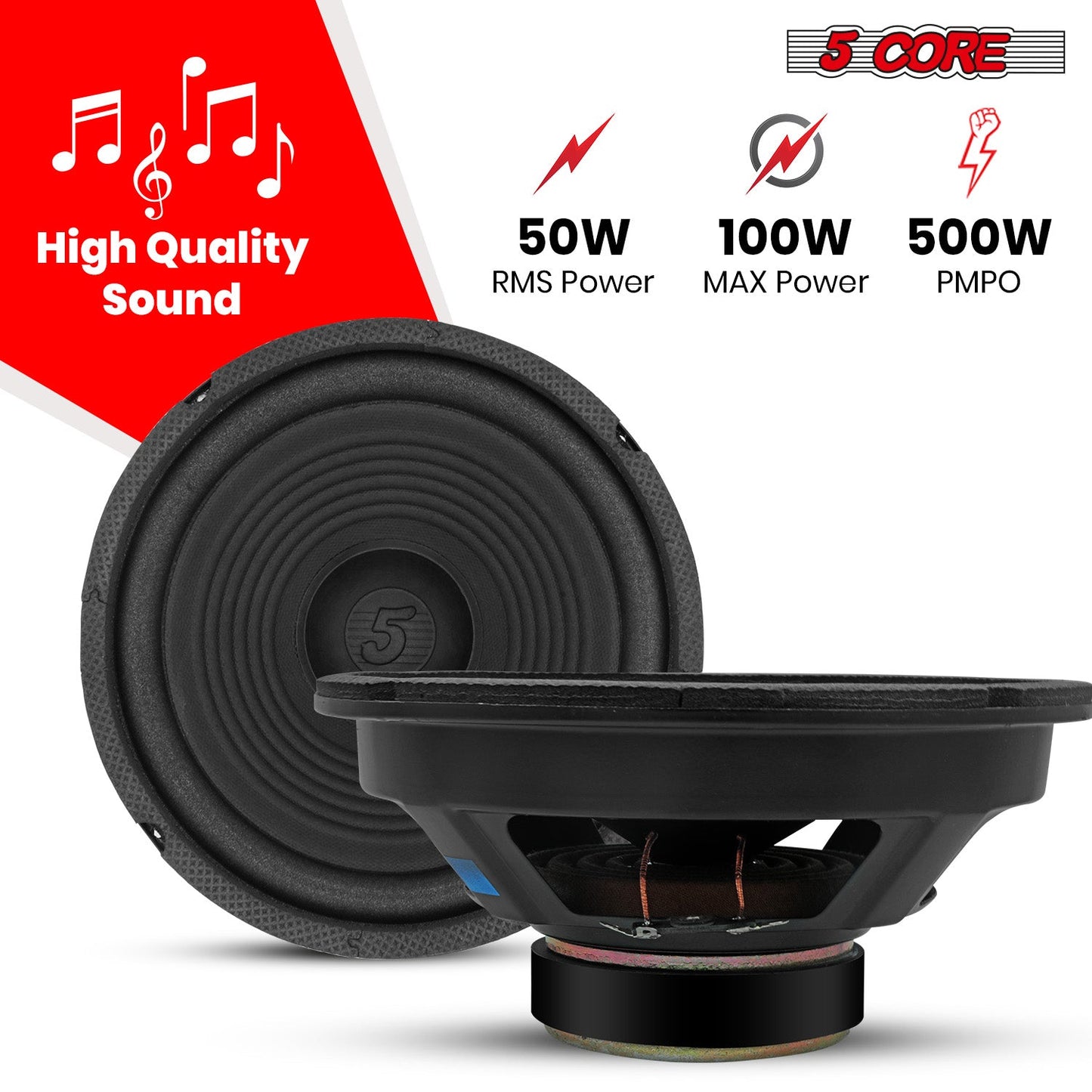 5Core 8 Inch Subwoofer Speaker 500W Peak 4 Ohm Replacement Car Bass