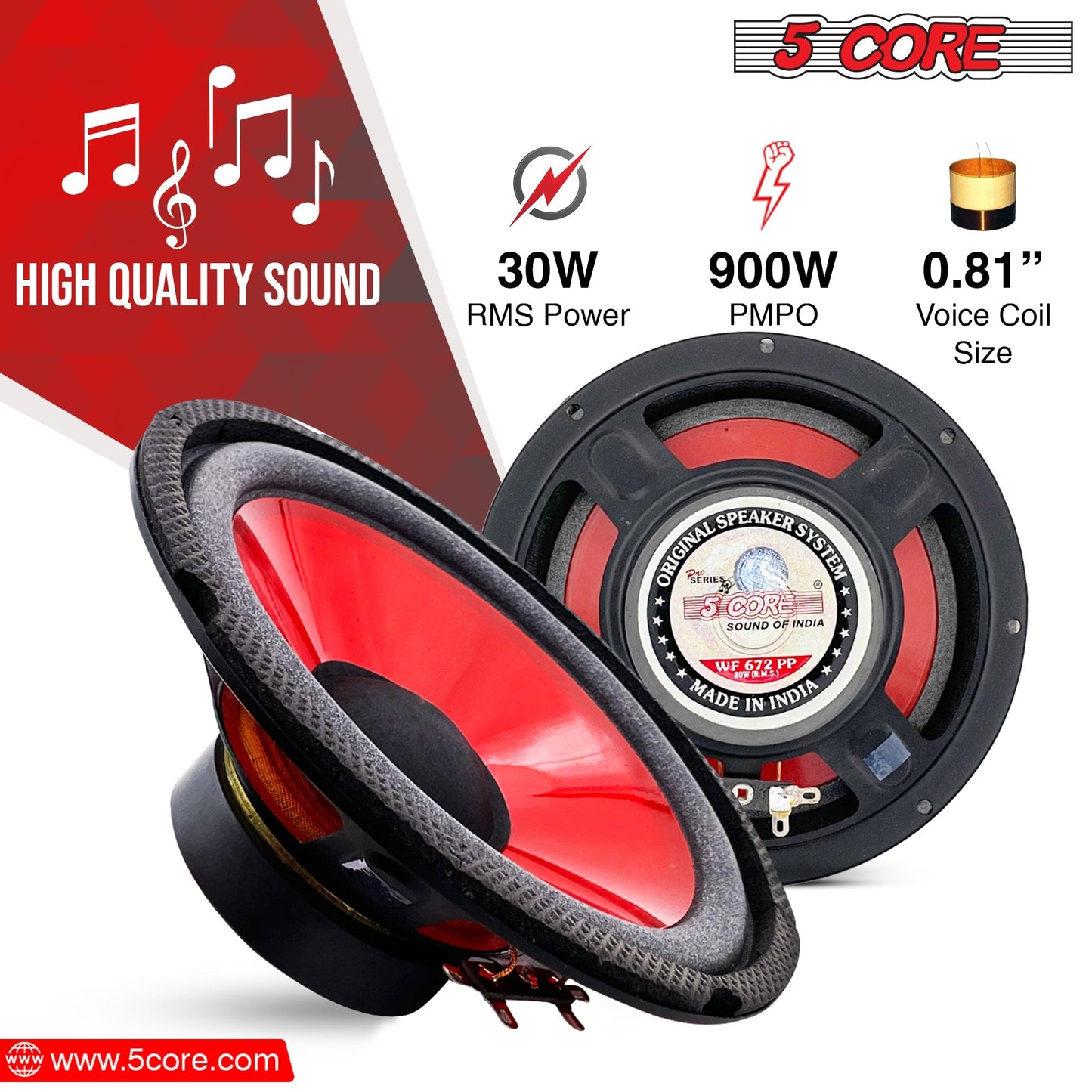 5Core 6 Inch Subwoofer speaker 300 Watt Car Subwoofer 4 Ohm