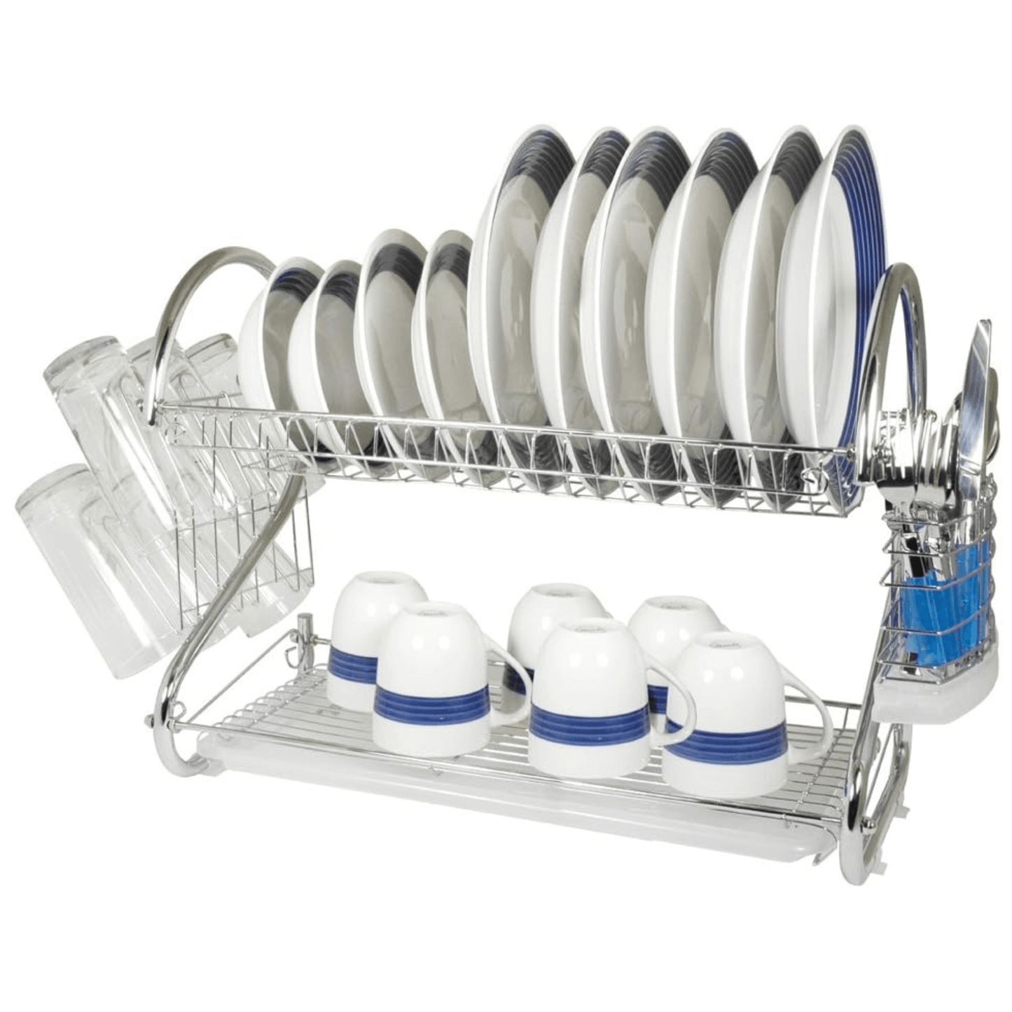 Better Chef 16" 2-Level Chrome-Plated S-Shaped Dish Rack