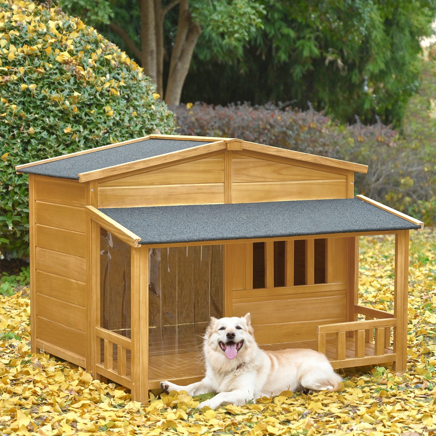 47.2" Wooden Dog House, Outdoor & Indoor Dog Crate, Pet Kennel With