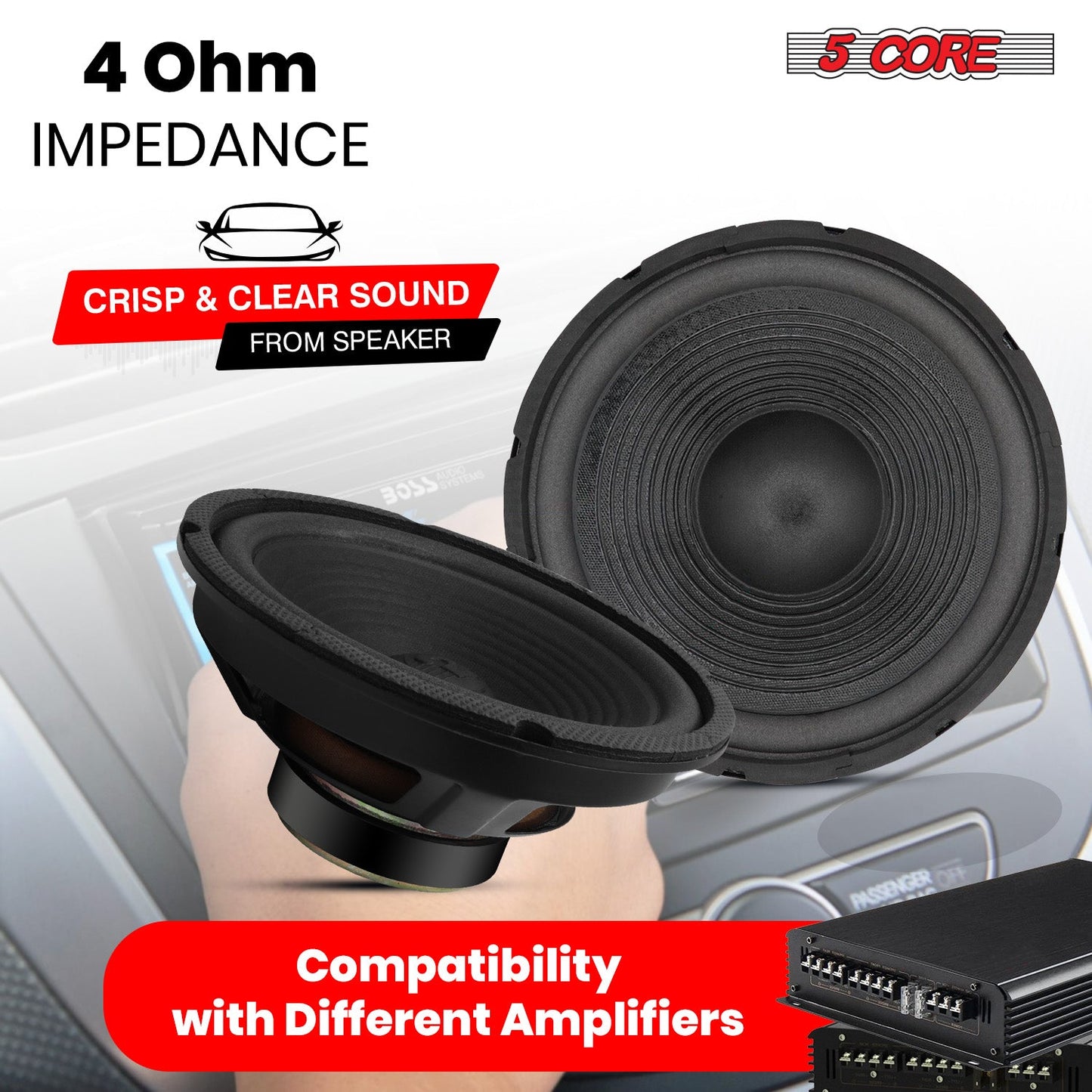 5Core 8 Inch Subwoofer Speaker 500W Peak 4 Ohm Replacement Car Bass