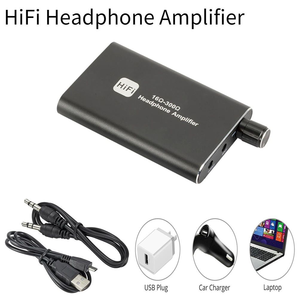 16-300Ω HIFI Headphone Amplifier Portable Earphone AMP 3.5mm w/ Audio