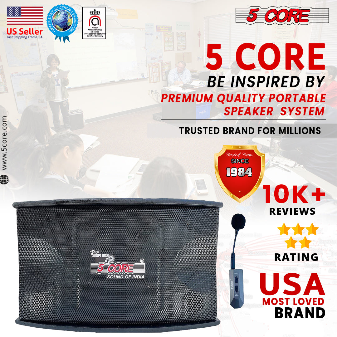 5Core Voice Amplifier 200W Portable PA Speaker System + Wireless