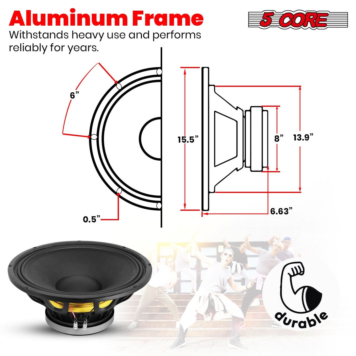 Speaker 2000W Peak 8 Ohm Full Range Replacement DJ Sub Woofer