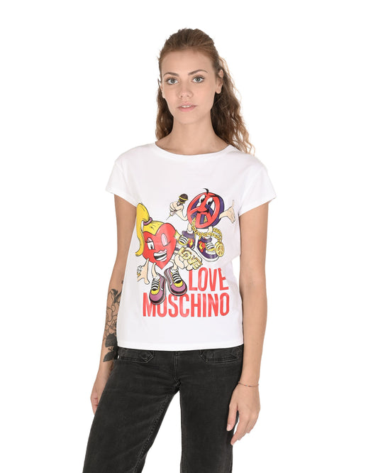 Love Moschino Womens T-Shirt W 4 F30 1M E 2065 A00 OPTICAL WHITE