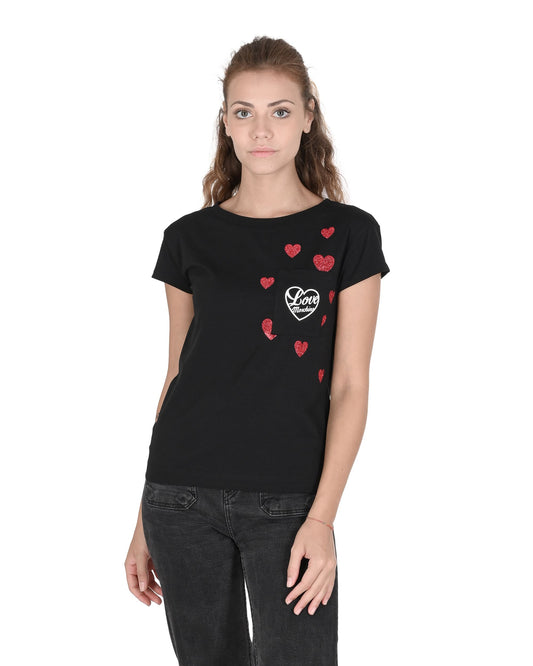 Love Moschino Womens T-Shirt W 4 F30 2O E 2264 C74 BLACK