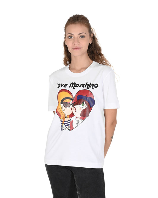 Love Moschino Womens T-Shirt W 4 H06 13 M 3517 A00 OPTICAL WHITE