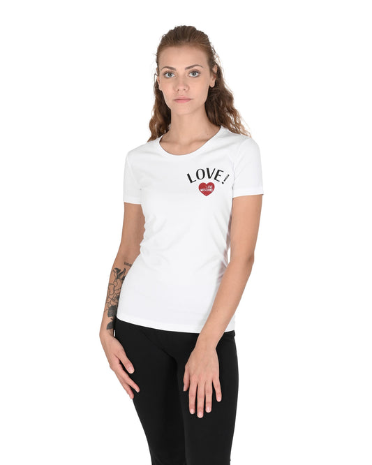 Love Moschino Womens T-Shirt W 4 H19 12 E 1951 A00 OPTICAL WHITE