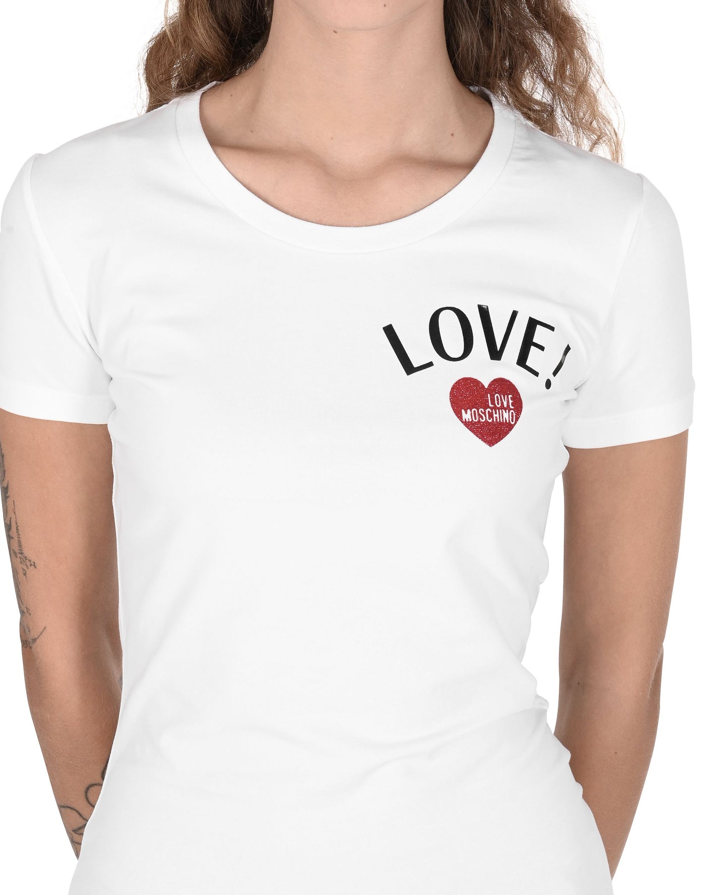 Love Moschino Womens T-Shirt W 4 H19 12 E 1951 A00 OPTICAL WHITE