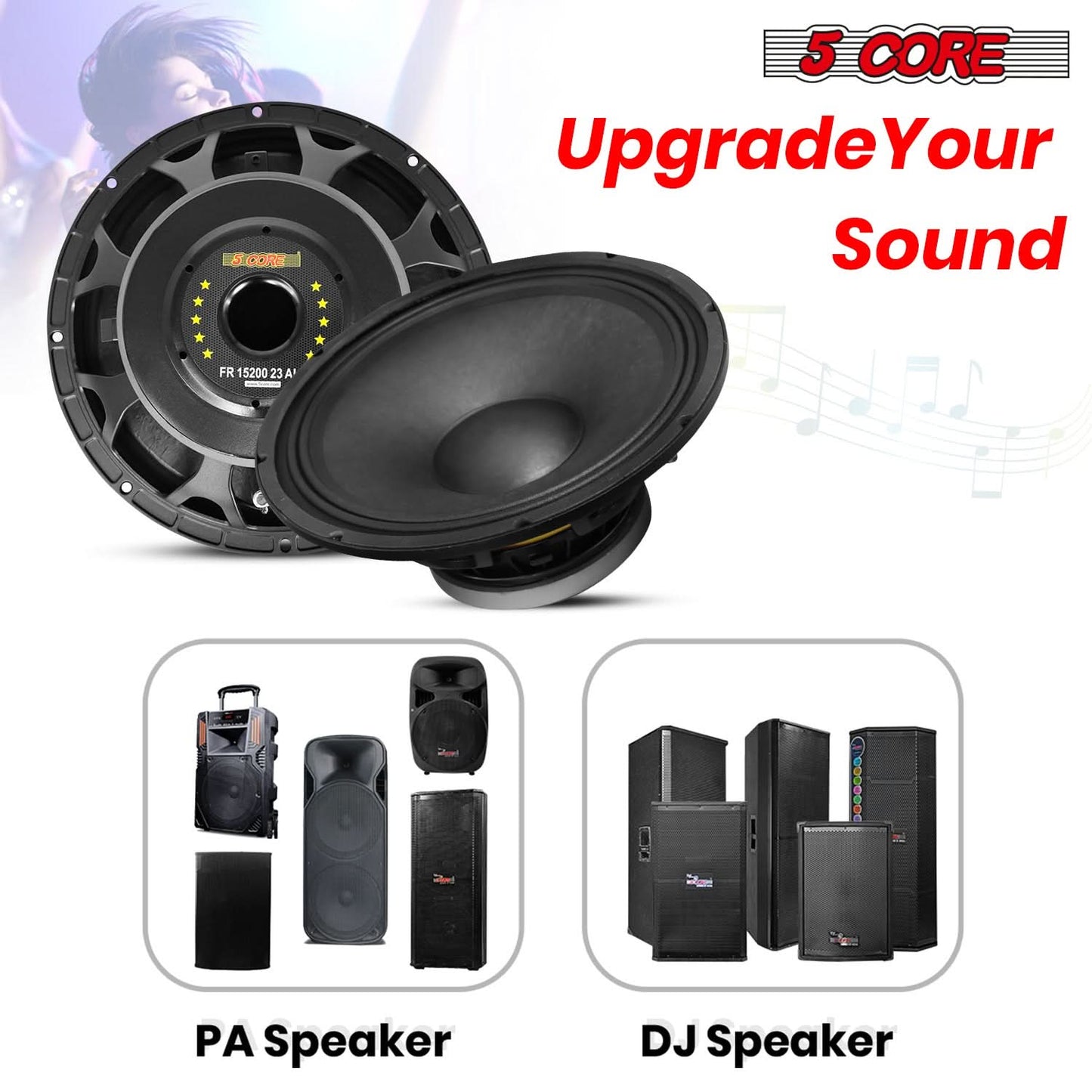 Speaker 2000W Peak 8 Ohm Full Range Replacement DJ Sub Woofer