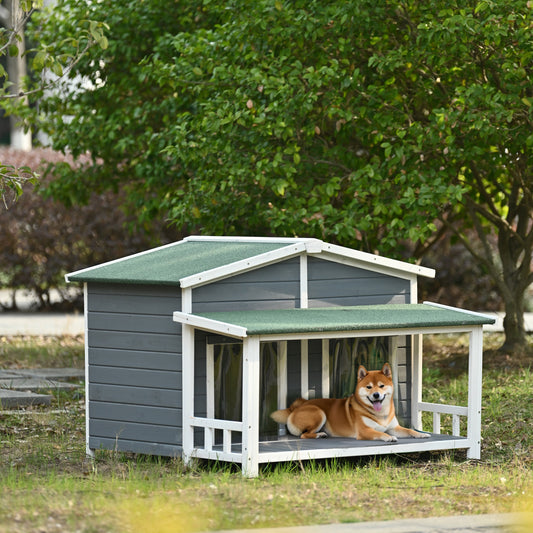 47.2" Large Wooden Dog House Outdoor, Outdoor & Indoor Dog Crate,