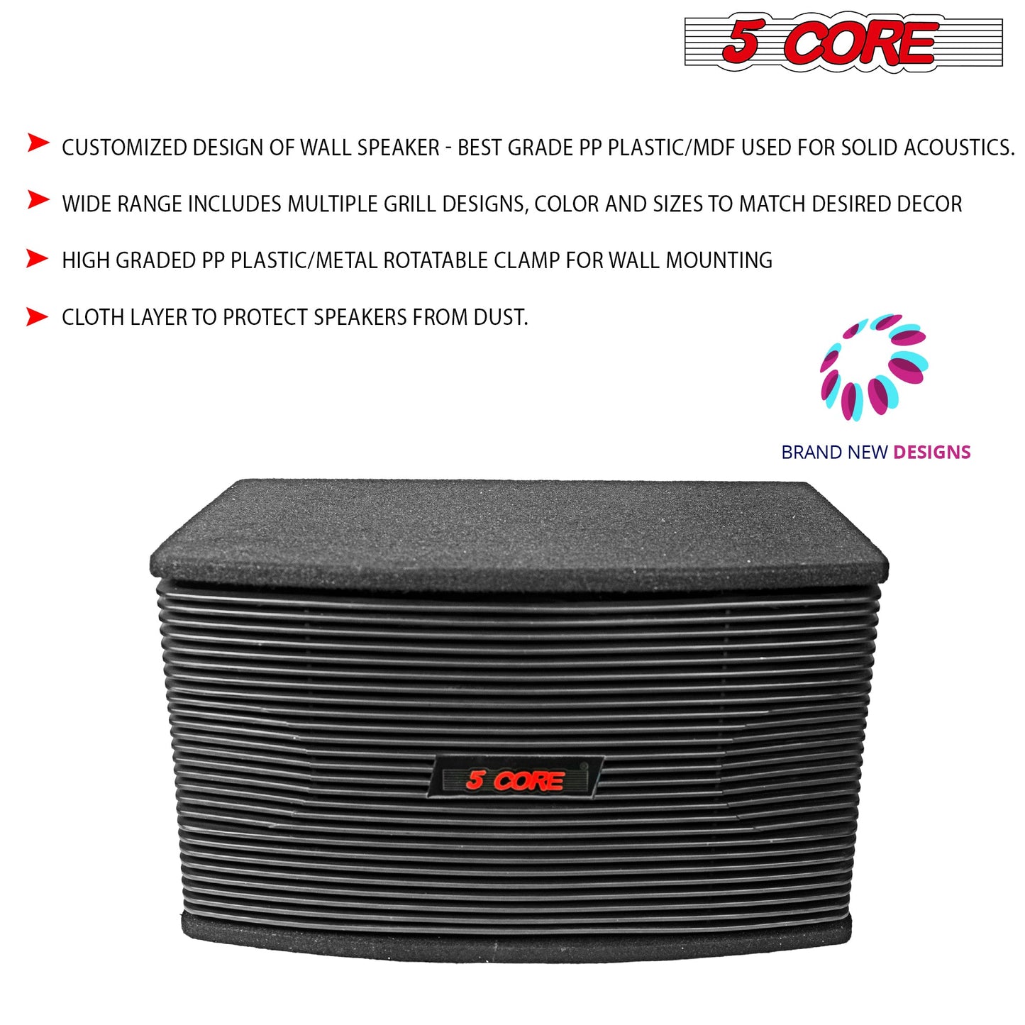 5Core 8 Inch Car Subwoofer Box Black 800W Peak 8 Ohm Vented Trunk