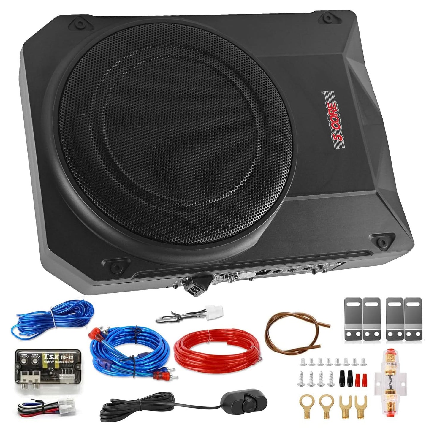 5Core 10 inch Slim Under Seat Car Audio Subwoofer 800W Built in