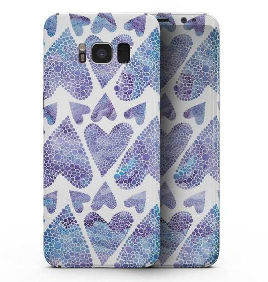 Blue Abstract Inverted Hearts  - Samsung Galaxy S8 Full-Body Skin Kit