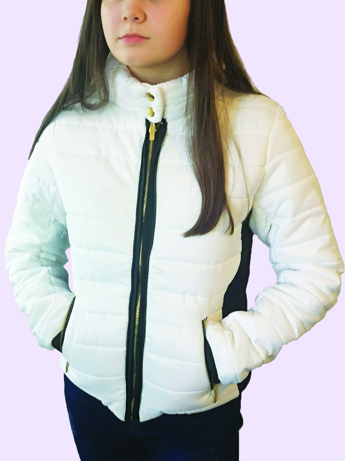 White Puffer Jacket - Black Contrast