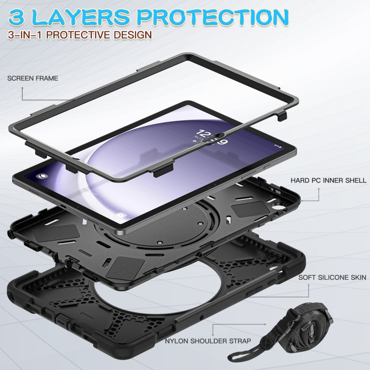 For Samsung Galaxy Tab A9+ Silicone Hybrid PC Tablet Case with Holder