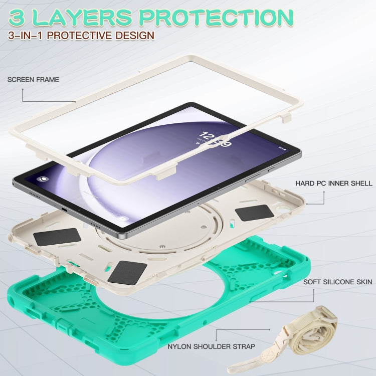 For Samsung Galaxy Tab A9+ Silicone Hybrid PC Tablet Case with Holder