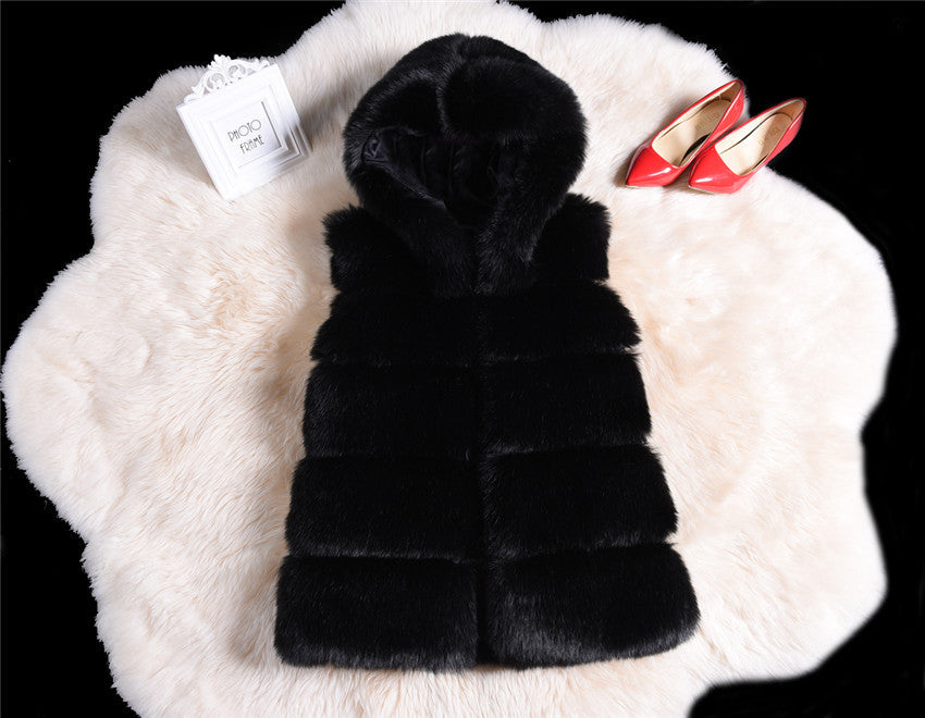 2022 Winter Sleeveless Artificial Fox Fur Coat Gilet Faux Fur Jacket