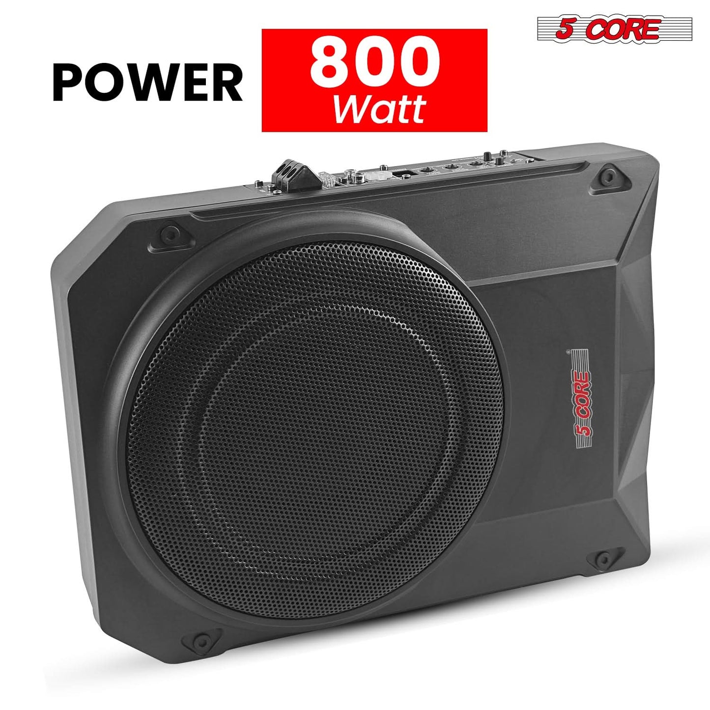 5Core 10 inch Slim Under Seat Car Audio Subwoofer 800W Built in