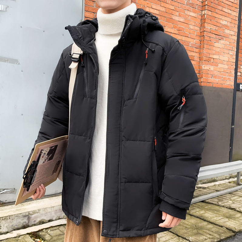 Mens High Collar Puffer Jacket With Removable Hood