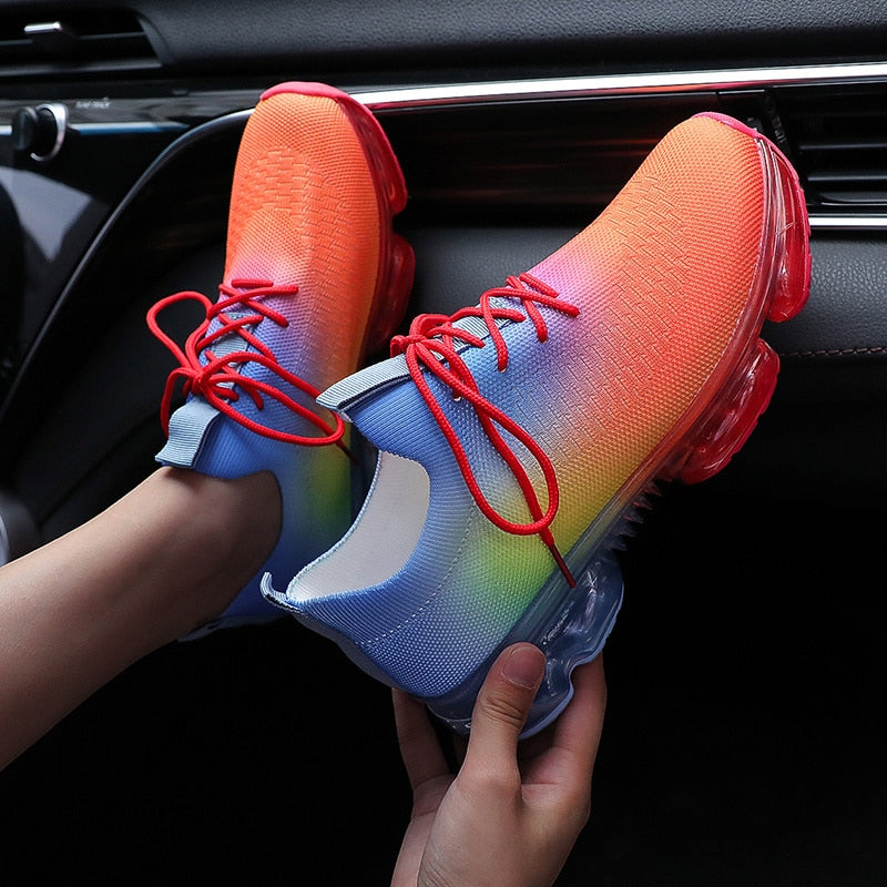 Fashion Mesh Cozy Running Sport Shoes Women Lace Up Sneakers