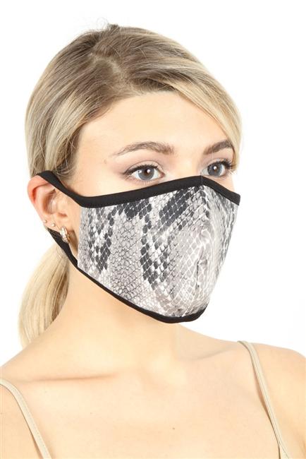 FASHION MASK 101-SNAKE-snake print double layer contoured face mask.