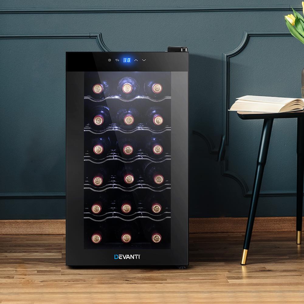 Devanti Wine Cooler 18 Bottles Glass Door Beverage Cooler