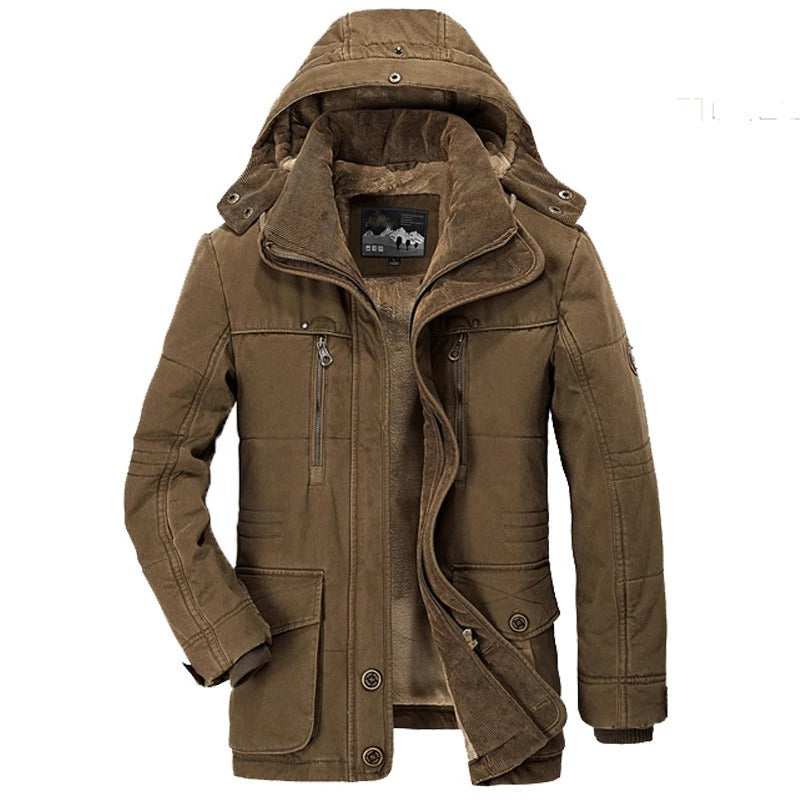 Mens Hooded Winter Parka Coat with Inner Fleece