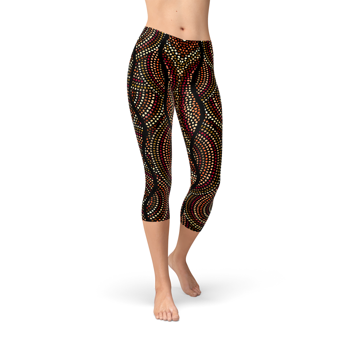 Womens Polka Dots Aboriginal Artwork Capri (V2)