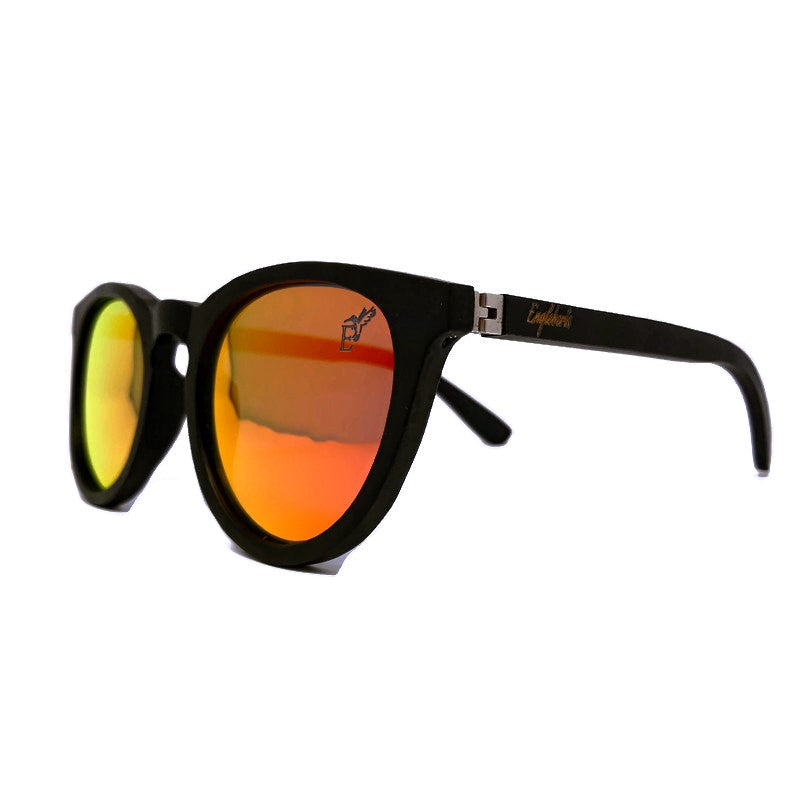 Sunset Mirror Lenses Polarized with Full Frame Black Bamboo and Case