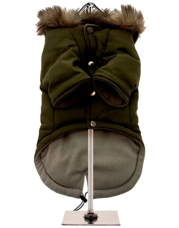 Designer Dog Parka Coat Jacket - Khaki