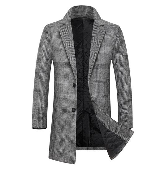 Fashion Plaid Single Breasted Jackets Men's Wool Coats