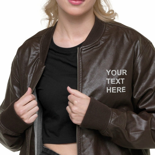 Personalized Embroidered Leather Jacket , Custom Leather Jacket,