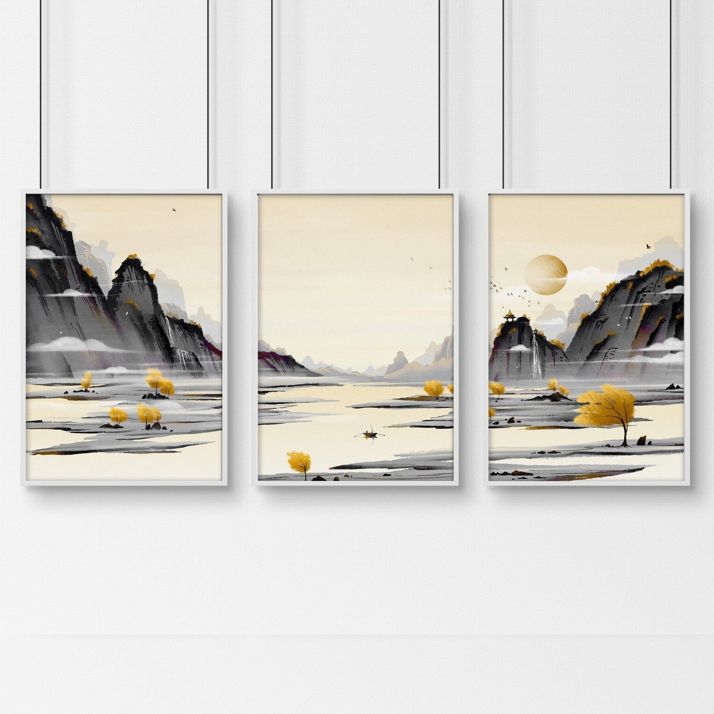 Japanese Landscape Artwork | set of 3 wall art prints