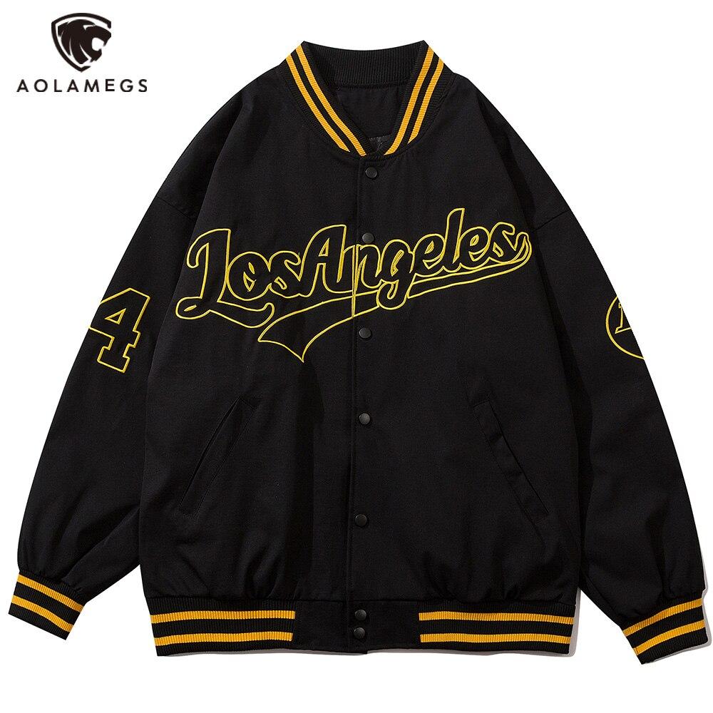 Baseball Jacket Men Letter Embroidery Single Breasted Oversize Fashion