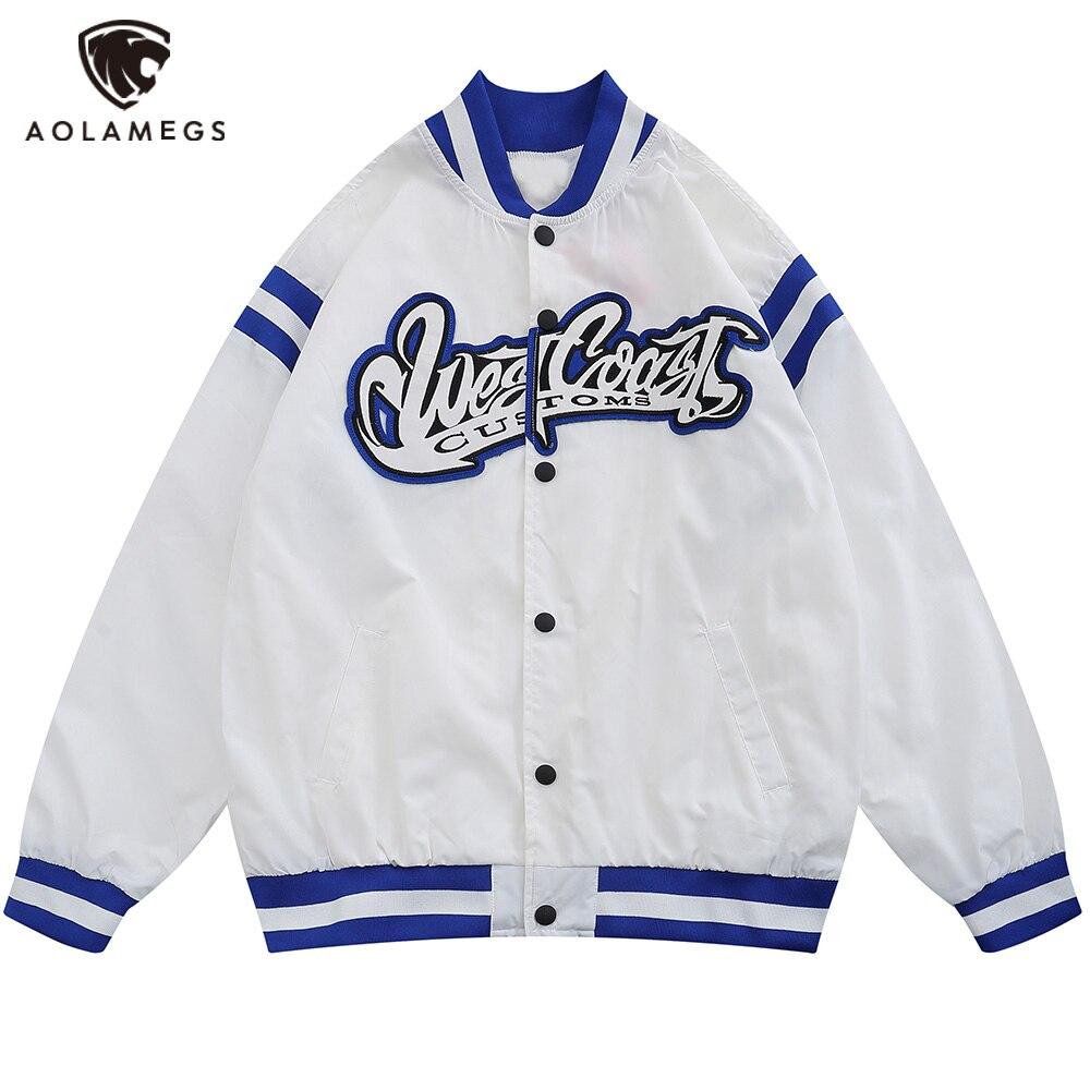 Jacket Men Embroidery Patch Color Block Print Baseball Jacket Coat Men