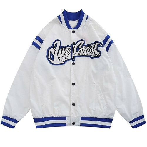 Jacket Men Embroidery Patch Color Block Print Baseball Jacket Coat Men