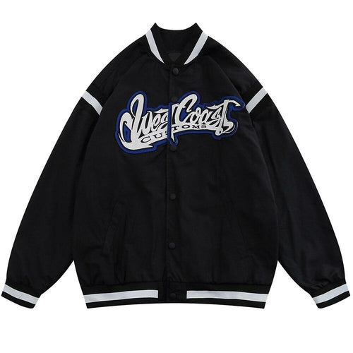 Jacket Men Embroidery Patch Color Block Print Baseball Jacket Coat Men