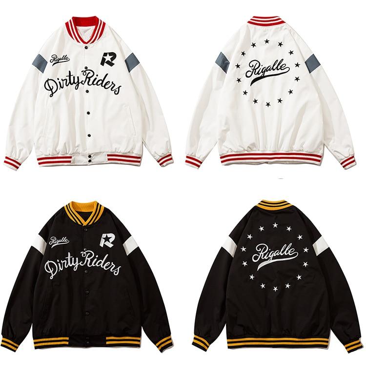 Baseball Jacket Men Star Letter Embroidery Patchwork Bomber Coats