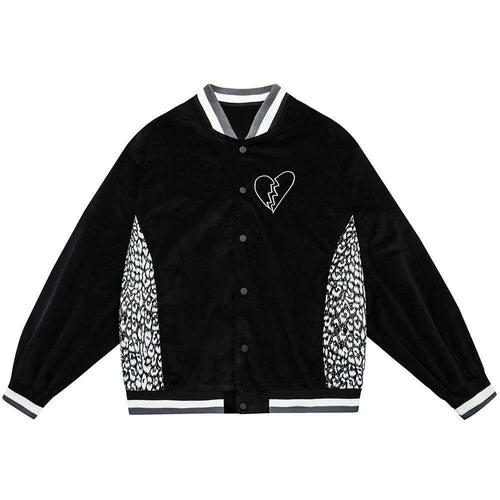 Jacket Men Leopard Patchwork Letter Embroidery Baseball Coat Japanese