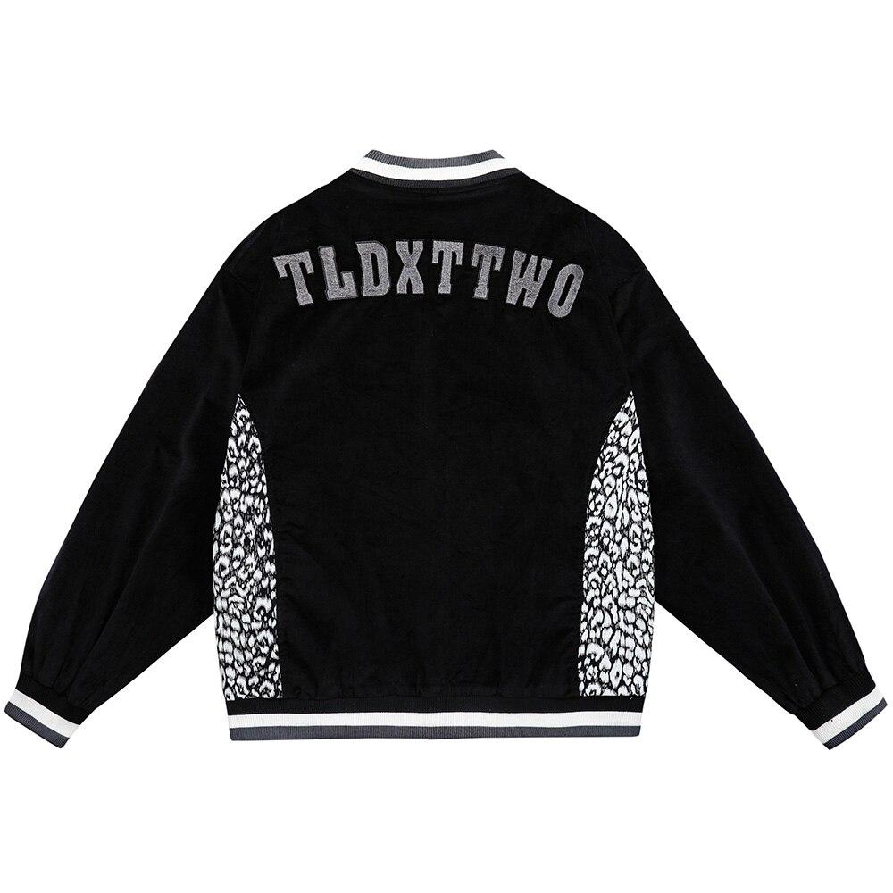 Jacket Men Leopard Patchwork Letter Embroidery Baseball Coat Japanese