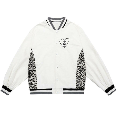 Jacket Men Leopard Patchwork Letter Embroidery Baseball Coat Japanese