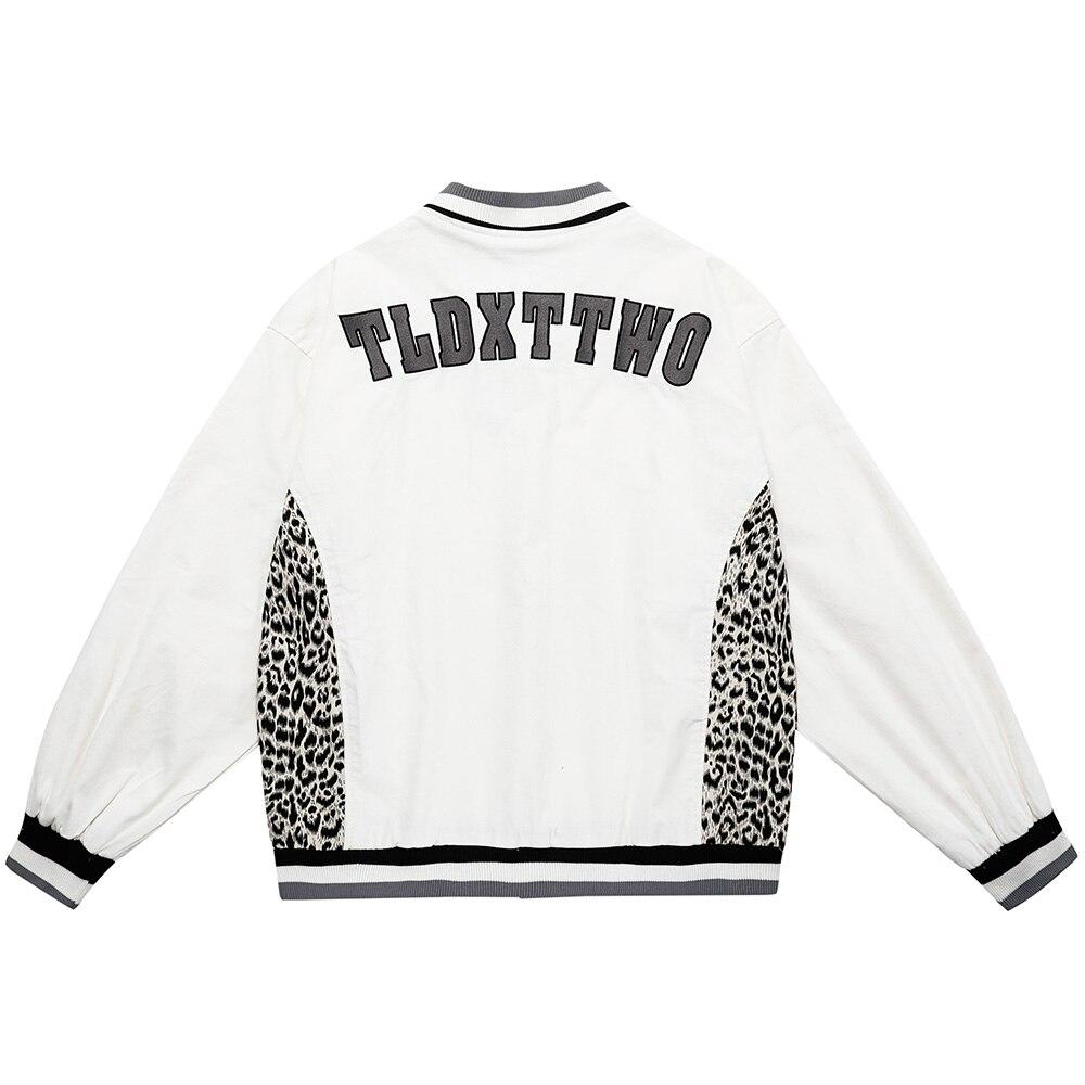 Jacket Men Leopard Patchwork Letter Embroidery Baseball Coat Japanese