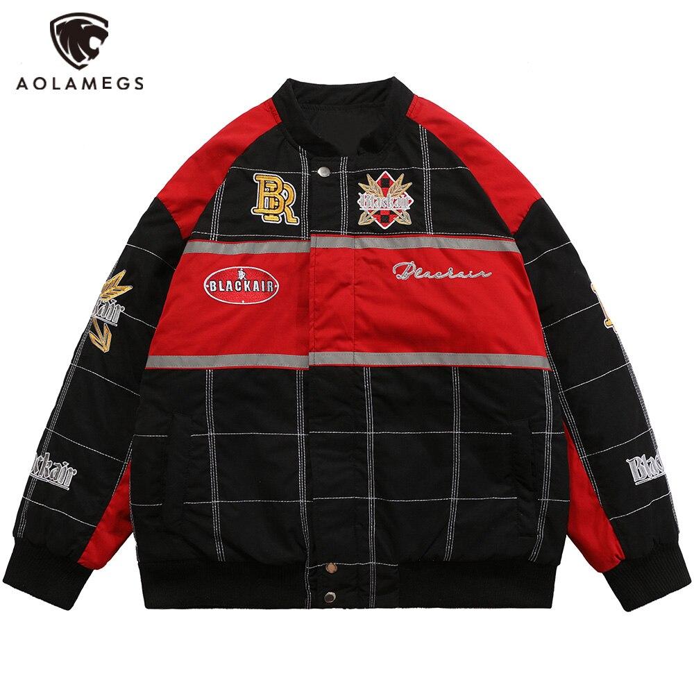 Thicken Baseball Jacket Men Plaid Embroidery Button Bomber Coat Winter